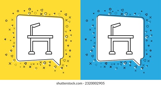 Set line Pet grooming table icon isolated on yellow and blue background.  Vector