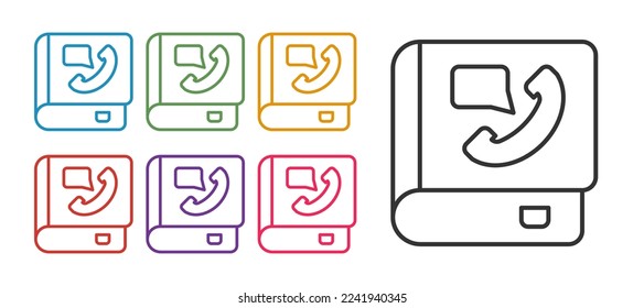 Set line Phone book icon isolated on white background. Address book. Telephone directory. Set icons colorful. Vector