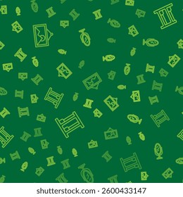 Set line Picture, Bunk bed and Mirror on seamless pattern. Vector