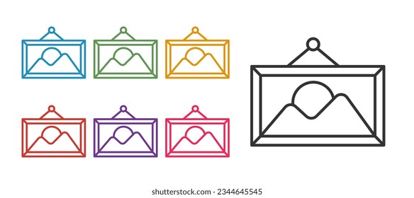 Set line Picture landscape icon isolated on white background. Set icons colorful. Vector