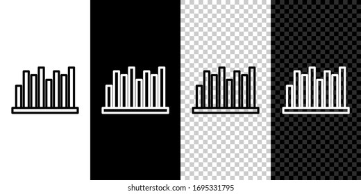 Set line Pie chart infographic icon isolated on black and white background. Diagram chart sign. Vector Illustration
