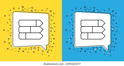 Set line Pie chart infographic icon isolated on yellow and blue background. Diagram chart sign.  Vector