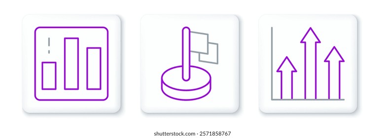 Set line Pie chart infographic,  and Flag icon. Vector