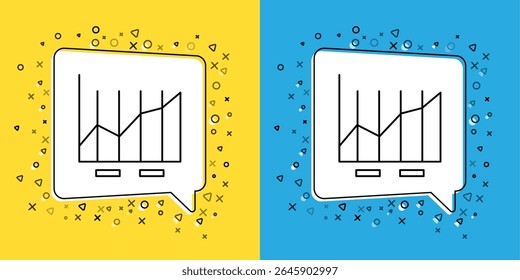 Set line Pie chart infographic icon isolated on yellow and blue background. Diagram chart sign.  Vector Illustration