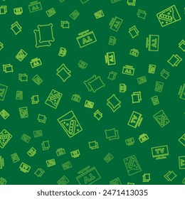 Set line Pillow, False jaw in glass and Smart Tv on seamless pattern. Vector