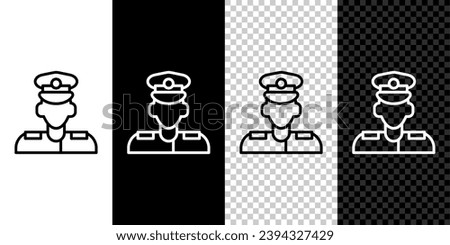 Set line Pilot icon isolated on black and white, transparent background.  Vector