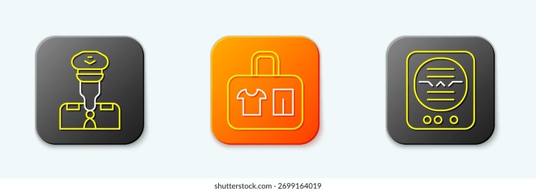 Definir linha Piloto, Suitcase e ícone indicador de atitude. Vetor