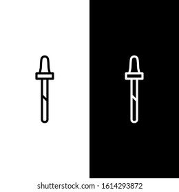 Set line Pipette icon isolated on black and white background. Element of medical, cosmetic, chemistry lab equipment.  Vector Illustration