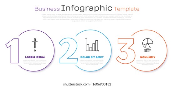 Set line Pipette, Pie chart infographic and Pie chart infographic. Business infographic template. Vector
