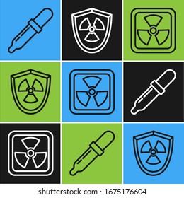 Die Leitungsleitung Pipette, Radioactive und Radioactive werden im Schildsymbol eingestellt. Vektorillustration