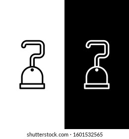 Set line Pirate hook icon isolated on black and white background.  Vector Illustration
