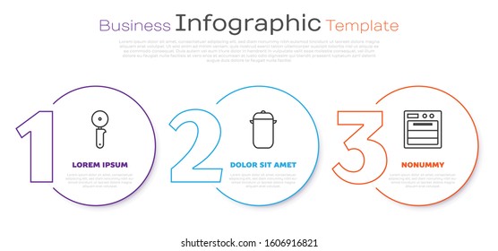 Set line Pizza knife, Cooking pot and Oven. Business infographic template. Vector