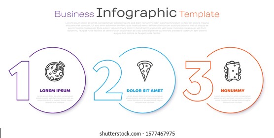 Set line Pizza, Slice of pizza and Sandwich. Business infographic template. Vector