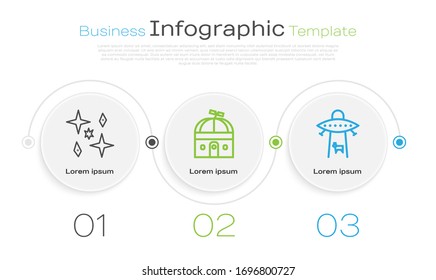 Set line Planet, Astronomical observatory and Planet. Business infographic template. Vector