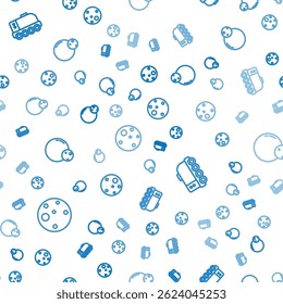 Definir a linha Planeta Marte, rover e em padrão sem costura. Vetor