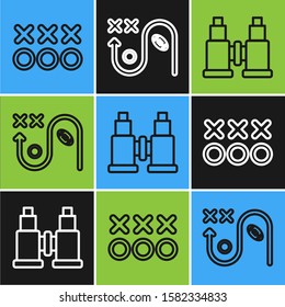 Set line Planning strategy concept, Binoculars and Planning strategy concept icon. Vector