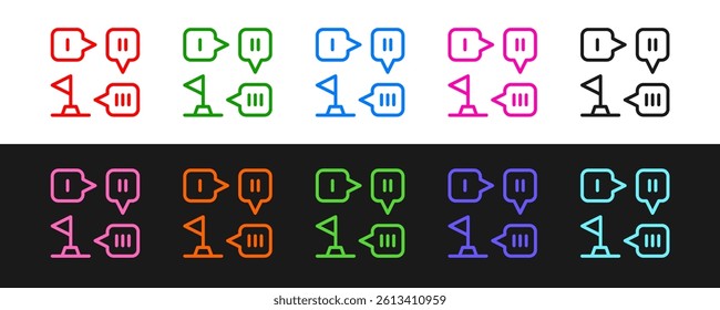 Set line Planning strategy concept icon isolated on black and white background. Formation and tactic.  Vector