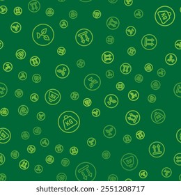 Set line Plant based, Weight and Temperature wash on seamless pattern. Vector