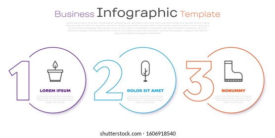 Set line Plant in pot, Tree and Waterproof rubber boot. Business infographic template. Vector