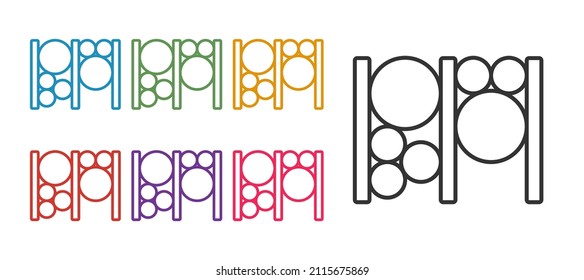 Set line Playground climbing equipment icon isolated on white background. Kid playground climb. Set icons colorful. Vector