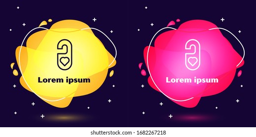Set line Please do not disturb with heart icon isolated on blue background. 8 March. International Happy Women Day. Abstract banner with liquid shapes. Vector Illustration
