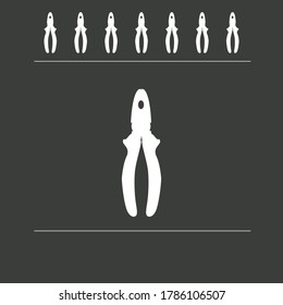 Set line pliers icon isolated on black background. Vector
