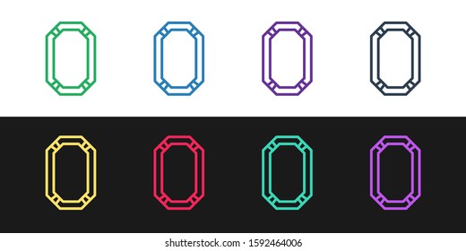 Set line Poker table icon isolated on black and white background.  Vector Illustration