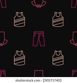 Set line Polo shirt, Undershirt and Pants on seamless pattern. Vector