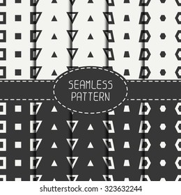 Set of line polygon abstract hipster seamless pattern. Geometric figures, shape, form. Wrapping paper. Scrapbook paper. Tiling. Vector illustration. Background. Graphic texture for design. 