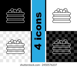 Set line Pool with balls icon isolated on black and white, transparent background.  Vector