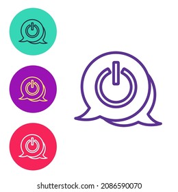 Set line Power button icon isolated on white background. Start sign. Set icons colorful. Vector
