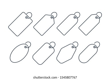 Set of line price tags. Empty coupons icons. Vector illustration.