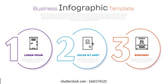 Fijar la puerta de la celda de la prisión, papel de la demanda y afiche de Wanted. Plantilla de infografía empresarial. Vector