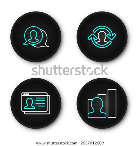 Set line Productive human, Resume, Human resources and Speech bubble chat icon. Vector