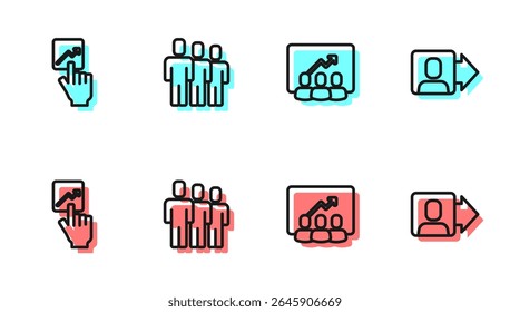 Set line Project team base, Team leader, Users group and  icon. Vector