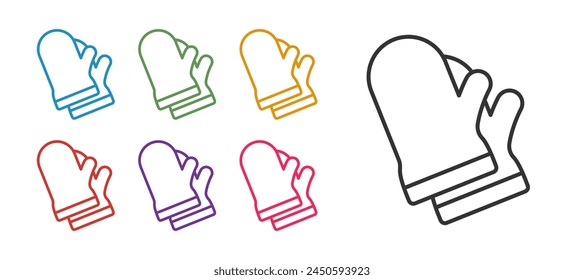 Set line Protective gloves icon isolated on white background. Protective clothing and tool worker. Set icons colorful. Vector