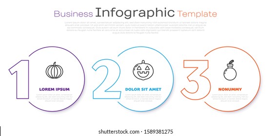 Set line Pumpkin , Pumpkin  and Bomb ready to explode . Business infographic template. Vector