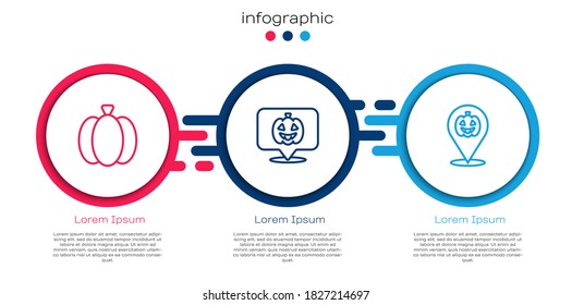 Set line Pumpkin,  and . Business infographic template. Vector