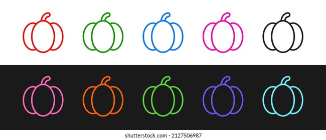 Establecer línea Icono de calabaza aislado Establecer fondo de línea. Feliz fiesta de Halloween.  Vector