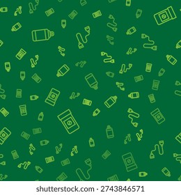Set line Punching bag, Anabolic drugs and Chest expander on seamless pattern. Vector