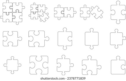 Set Of Line Puzzle Pieces Vector