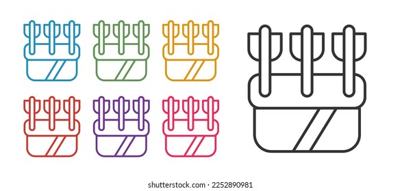 Set line Quiver with arrows icon isolated on white background. Set icons colorful. Vector