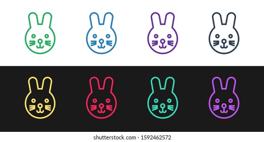 Set line Rabbit zodiac sign icon isolated on black and white background. Astrological horoscope collection.  Vector Illustration