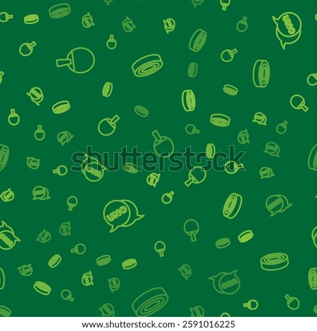 Set line Racket, Uno card game and Checker chips on seamless pattern. Vector