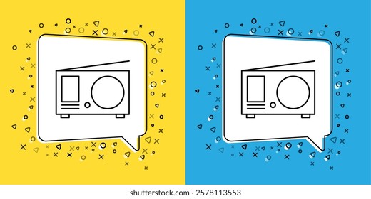 Set line Radio with antenna icon isolated on yellow and blue background.  Vector Illustration