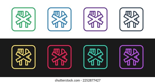 Set line Ramadan fasting icon einzeln auf schwarz-weißem Hintergrund. Religiöses Fasten.  Vektorgrafik