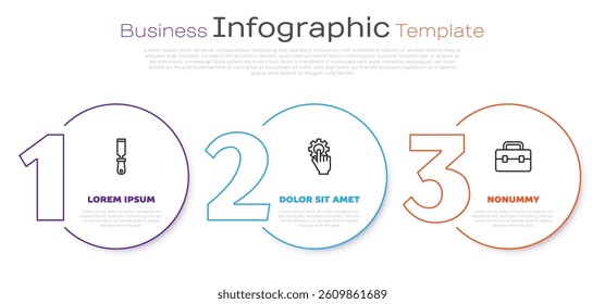 Set line Rasp metal file, Settings in the hand and Toolbox. Business infographic template. Vector