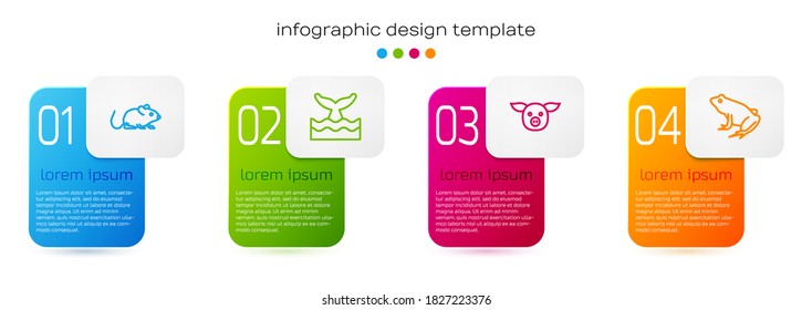 Set Rat, Whale Schwanz in Ozeanwelle, Schwein und Frosch. Infografik-Vorlage für Unternehmen. Vektorgrafik