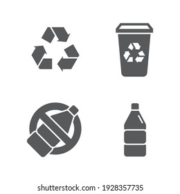 Stellen Sie die Zeile Papierkorb mit Recyclingsymbol, Farbe, Linie, Umriss-Vektorzeichen, lineares Piktogramm einzeln auf Weiß ein. Symbol, Logo-Illustration