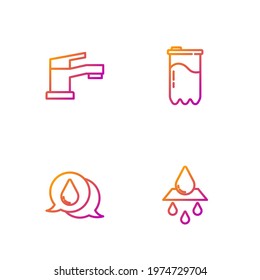 Set line Recycle clean aqua, Water drop, tap and filter cartridge. Gradient color icons. Vector